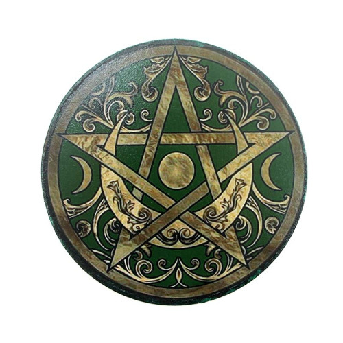 Pentáculo Pentagrama e Luas (MDF 20cm Verde)