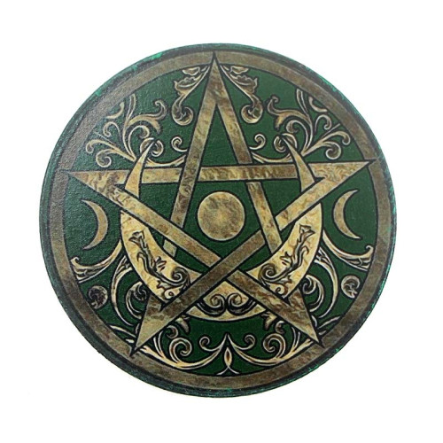 Pentáculo Pentagrama e Luas (MDF 15cm Verde)