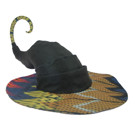 Chapéu de Bruxa Preto com Aba Estampada