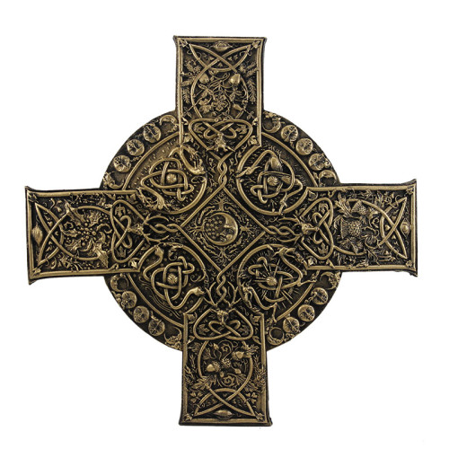 Cruz Celta Placa de Parede (cor ouro)