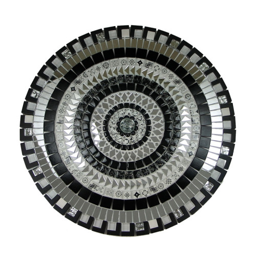 Mandala Pastilhas Preta com Espelhos (40 cm)